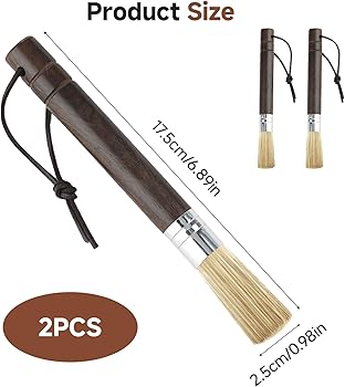 Arvoni 2 Pièces Cepillos de Barista, Limpia Cafetera Cepillo con Cordón, Mango Ergonómico de Madera y Cerdas Robustas, Cepillo Limpia Cafetera, Accesorios de Barista1