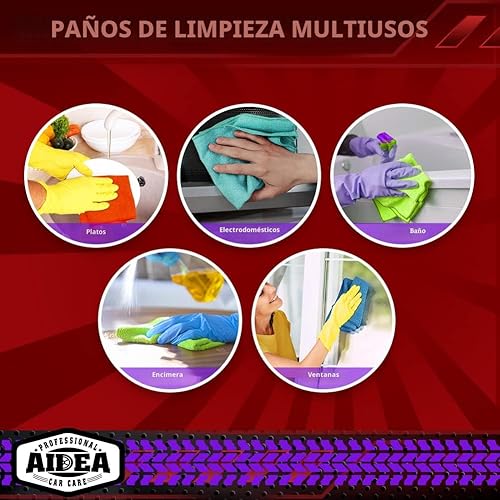 Miniatura 7 de AIDEA Paño de limpieza de microfibra, 50 unidades, toallas de microfibra para automóviles, paños de lavado de primera calidad, trapos de limpieza