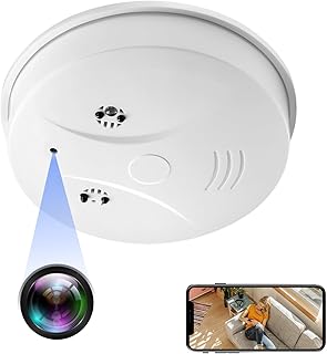 Yadayuki Caméra Cachée WiFi, 2,4G/5G WiFi Caméra Espion Détecteur de Fumée, HD 1080P Mini Caméra Espion, Enregistreur Surv...