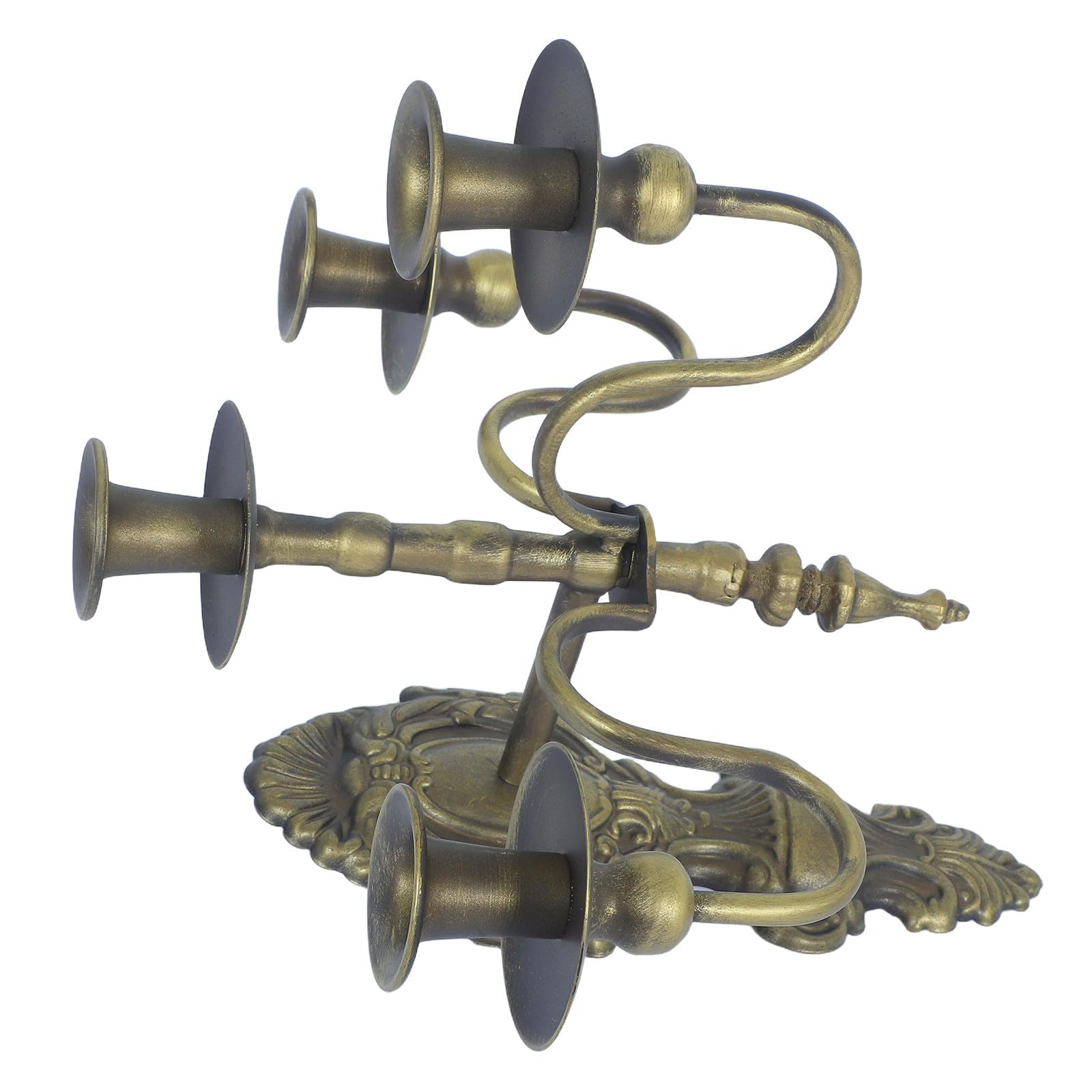 Vintage Kerzenständer aus Vier und Armen Wandkerzenhalter Eisen Antiker Bronzeoptik Wandmontierter Platzsparend und Tropffrei für Gartenpartys und Innenhof