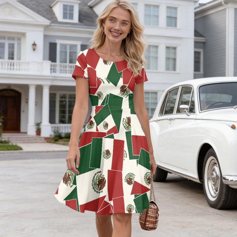 Image of Irisjudy T Shirt Dress for Women Short Sleeve Girls Short Sleeve Dress Plus Size, O Neck Knee Length Midi Dress for Ladies