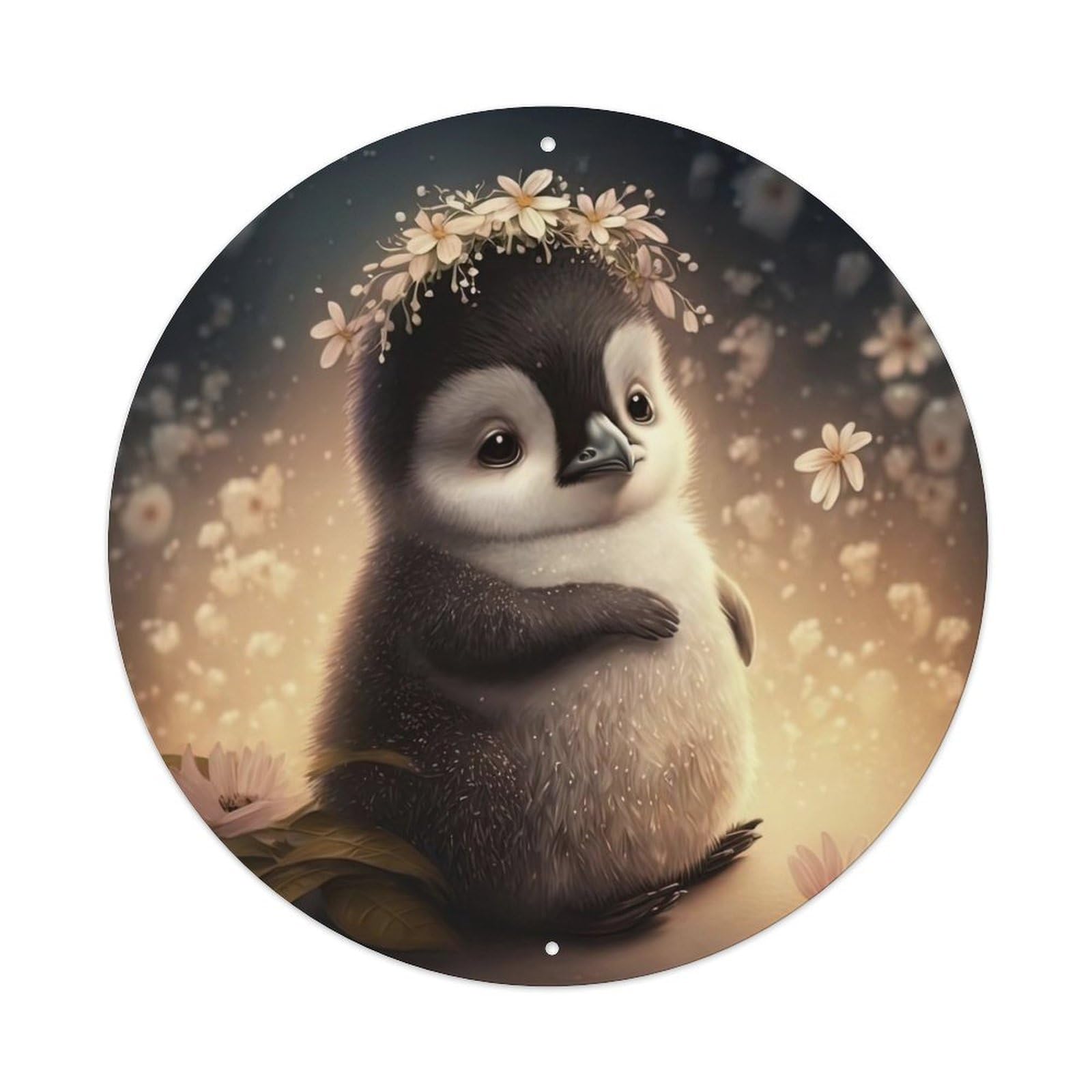 Animal Artwork Lonely Little Penguin Vintage Metal Tin Sign Plaque Wall Decor for Cafe, Club Bar, Office, Garden Metal Poster 8x8Inch