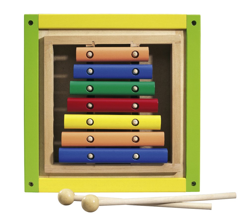 Eichhorn 100003685 - Holz-Spielcenter, inklusive Motorikschleife, Uhr, Xylophon, Motorikspiel und Tafel, 30 x 30 x 58 cm