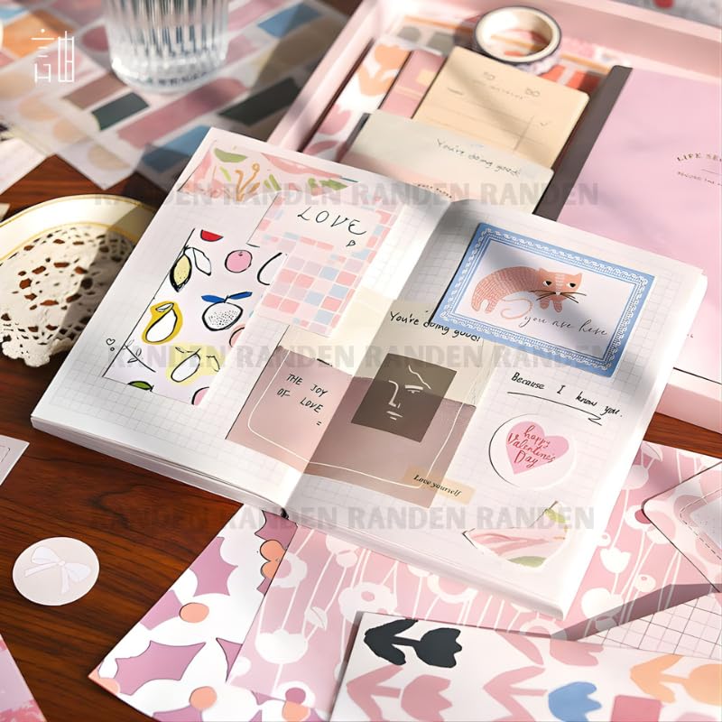 Image of RANDEN Warm Cream Journaling Kit, 346PCS Vintage Scrapbook & Stationery Set with Aesthetic Stickers, Ephemera Pack and Journal Supplies for Bullet Journals, Planners, Albums & Creative Crafts (WARM CREAM)