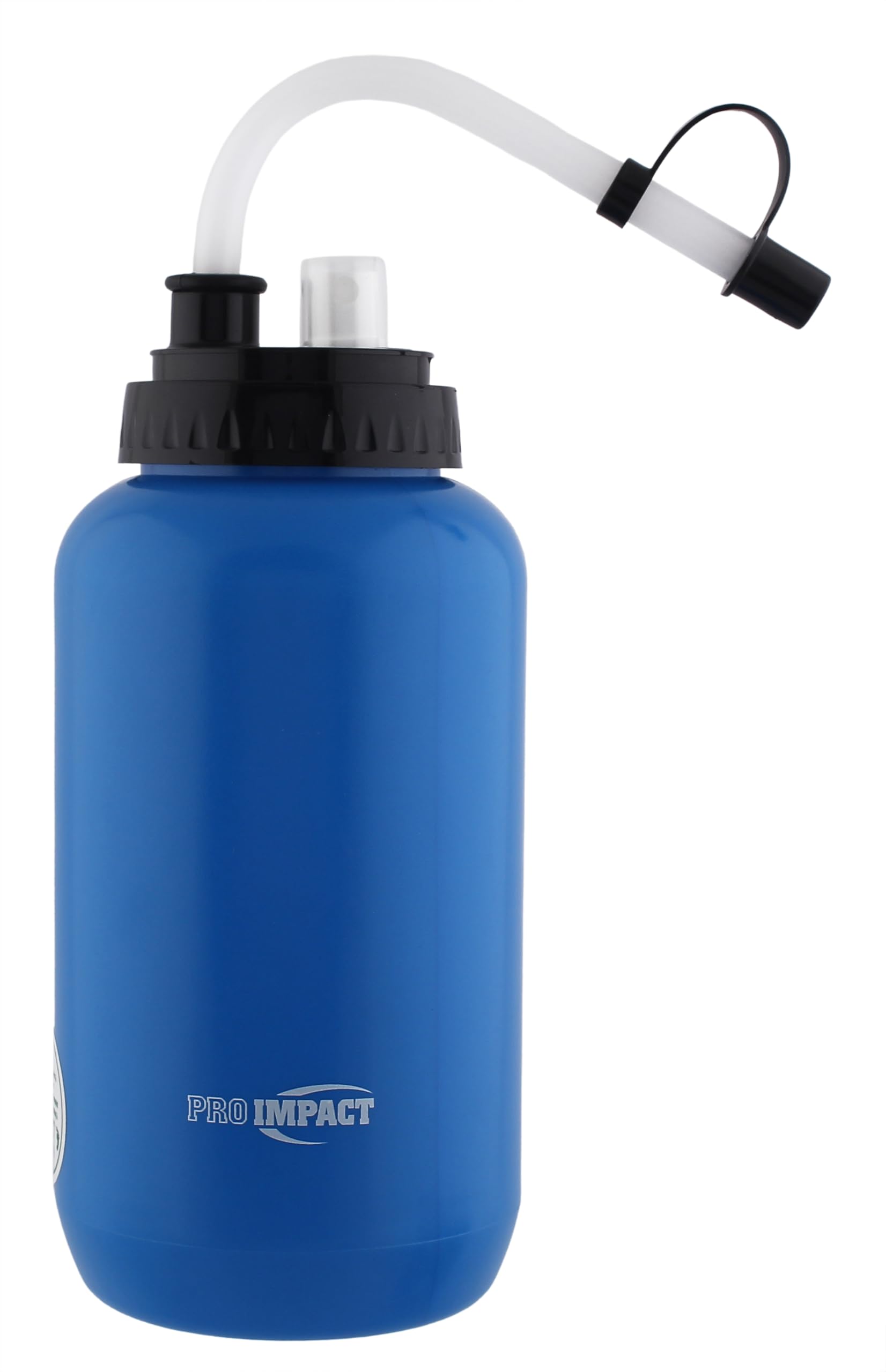 Pro Impact Squeezable Water Bottle Bendable Long Straw Spray cap - LDPE BPA Free Plastic - Hydration Baseball Hockey Gym MMA Yoga Boxing Cycling Softball Football Lacrosse (35.5 Oz.) (Blue)