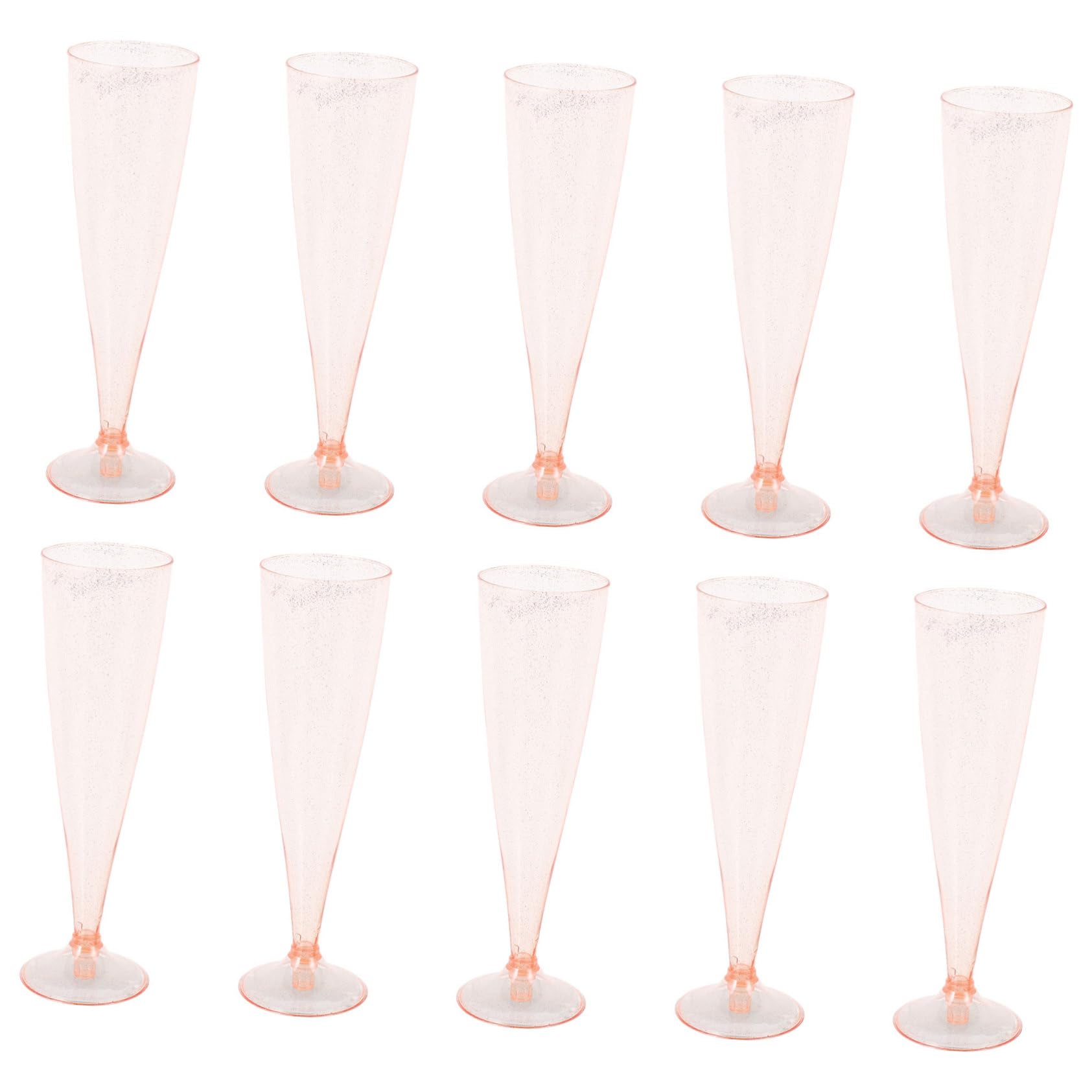 Unomor Elegant Disposable Flutes Flutes 10pcs Plastic Wine Glasses Rose Glitter Party