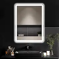 24"x32" LED Bathroom Vanity Mirror with Lights, Anti-Fog, Dimmable, Lighted Bathroom Mirror for Wall, Rounded-Corner, Memory Function, 5mm Shatter-Proof Tempered Glass, Backlit & Front Lit