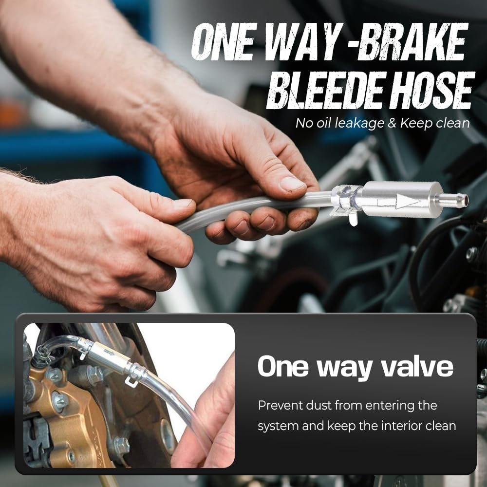 SROCOPT Brake Bleeder Hose, 2025 Upgrade One Way Check Valve Tube Bleeding Tool Kit for Motorcycle Clutch, Universal Brake Bleeder Kit for Motorbike Car (2pcs)