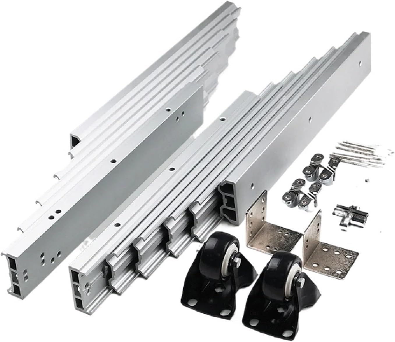 Heavy Duty Drawer Slides 5/6 Hidden Folding Aluminum Telescopic Cabinets Slide Flat Push Hardware(1450mm)