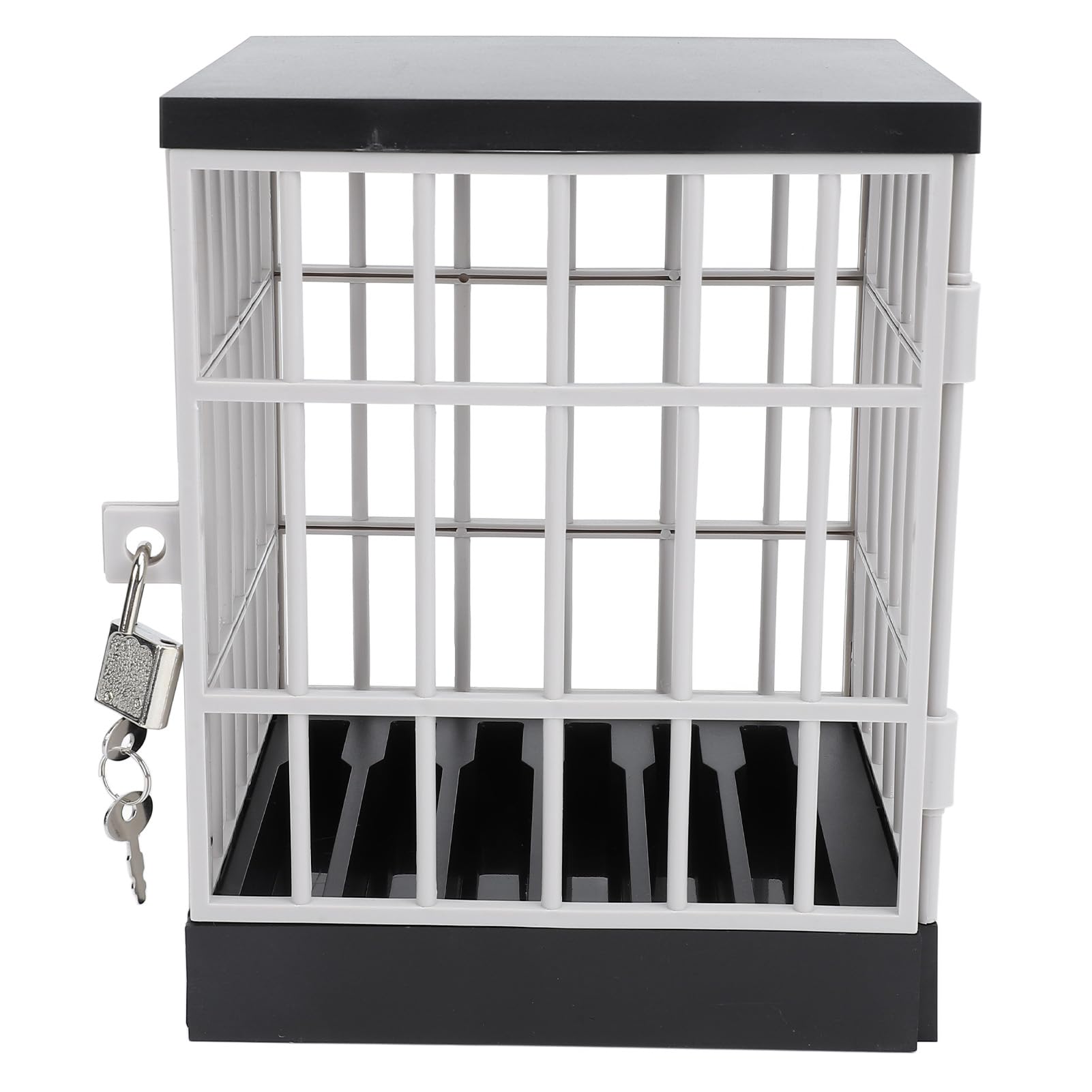 Cell Phone Jail Lock Box, 6 Device Capacity Family Phone Lock Box, Portable Screen Time Control Cage with Secure Keys for Home Office Classroom Family Time Party (Black Grey)