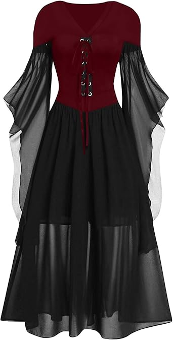 OIOLOYJM Witch Costume Women Sexy Plus Size Renaissance Vampire Gothic Corset Womens Halloween Costumes Woman 2025 Clothes Dresses Wine L