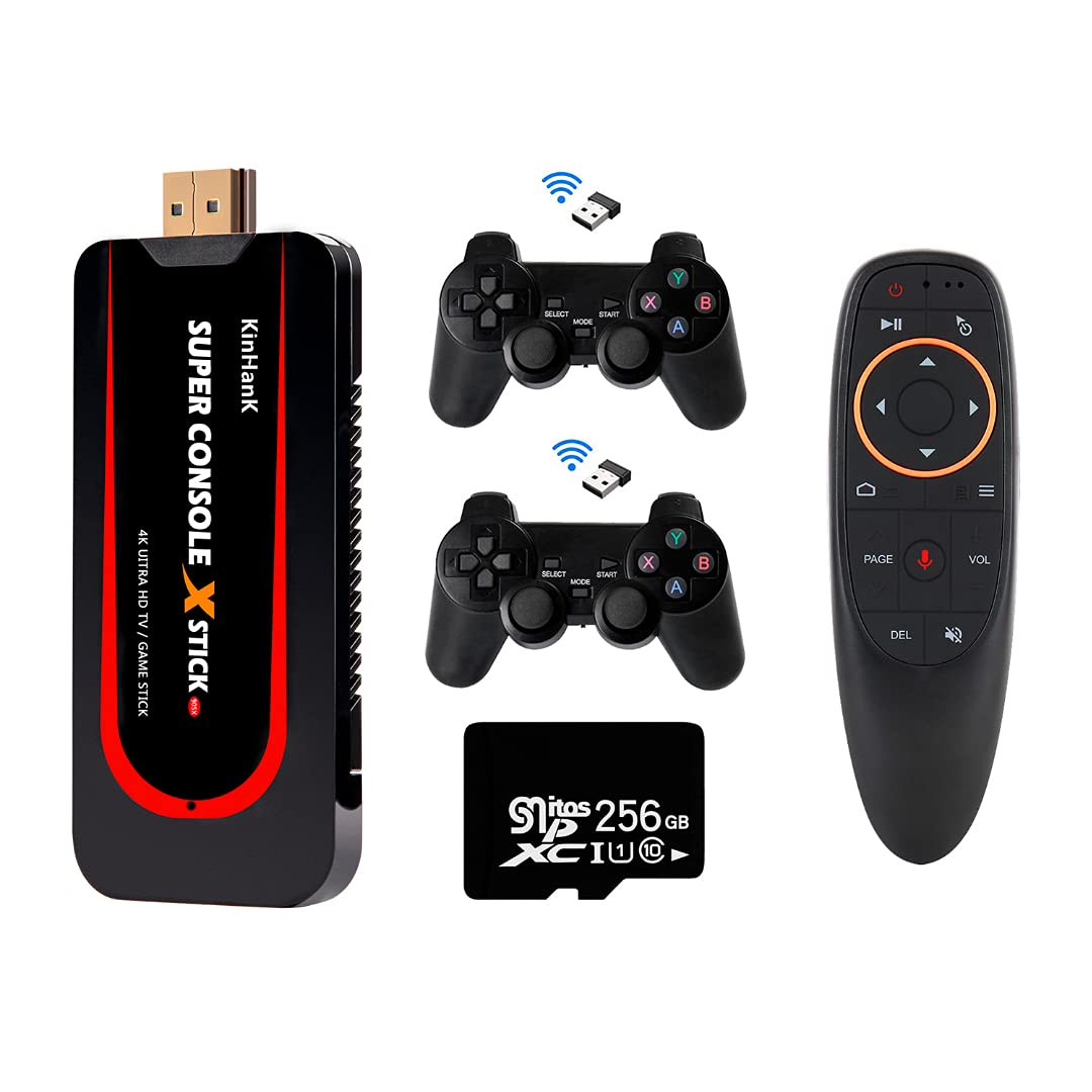 Kinhank Super Console X Stick Game Consoles with 50000+ Games,Game System&TV System in One,Support 4K HD Output,with 2 Con...