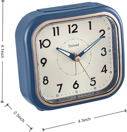Miniatura 3 de 4.5" Vintage Retro Analog Alarm Clock, Super Silent Non Ticking Clock with Manual Light, Snooze, Battery Operated, Simply Design, for Living Room,