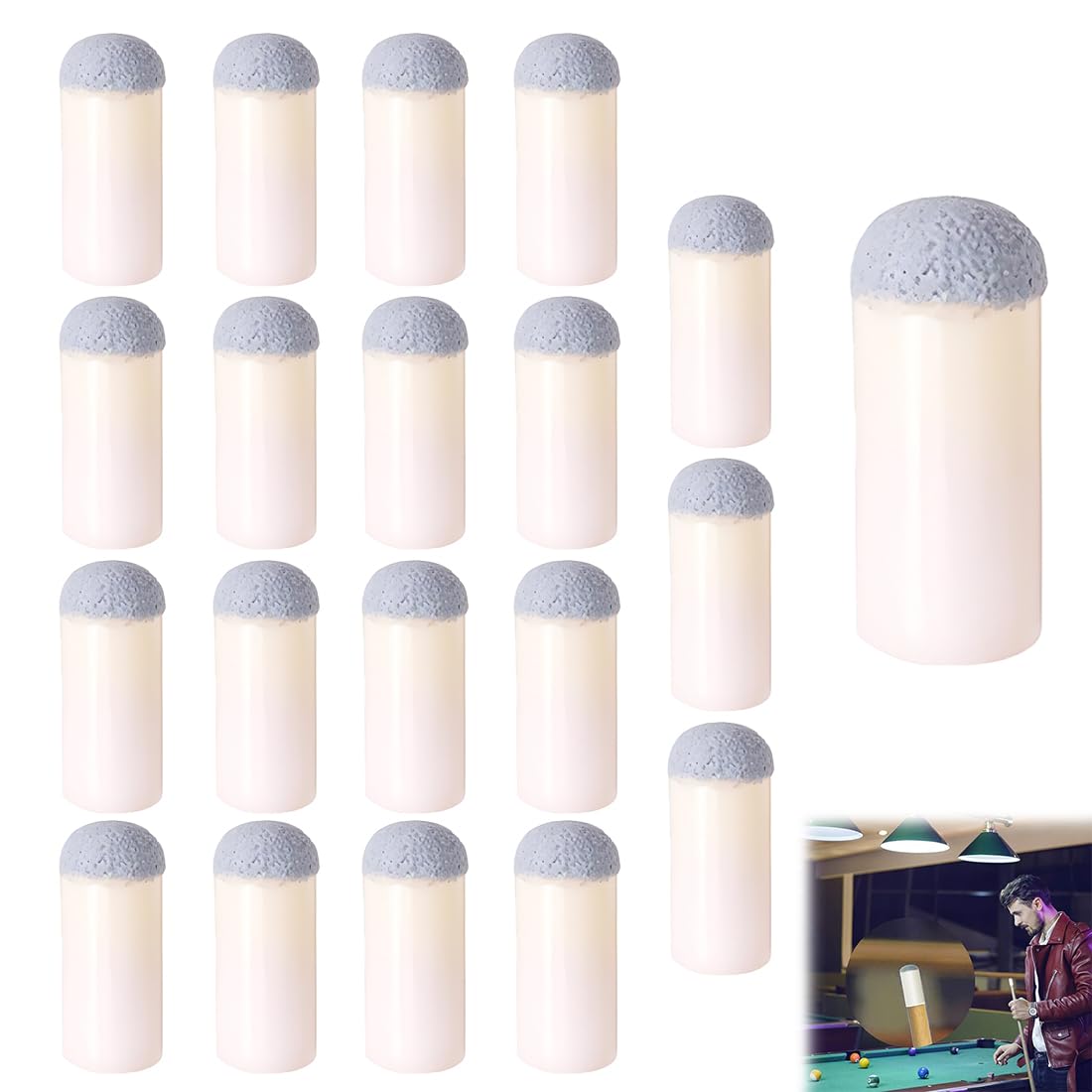 XIHIRCD 40pz Punte Per Stecche Da Biliardo, Punte Del Bastone Da Biliardo In 4 Dimensioni Senza Colla O Attrezzi 927537