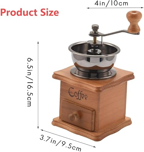 Miniatura 2 de Molinillo de café manual de madera, estilo vintage, molinillo de café de mano, molinillo de café con manivela de cerámica, cepillo de limpieza