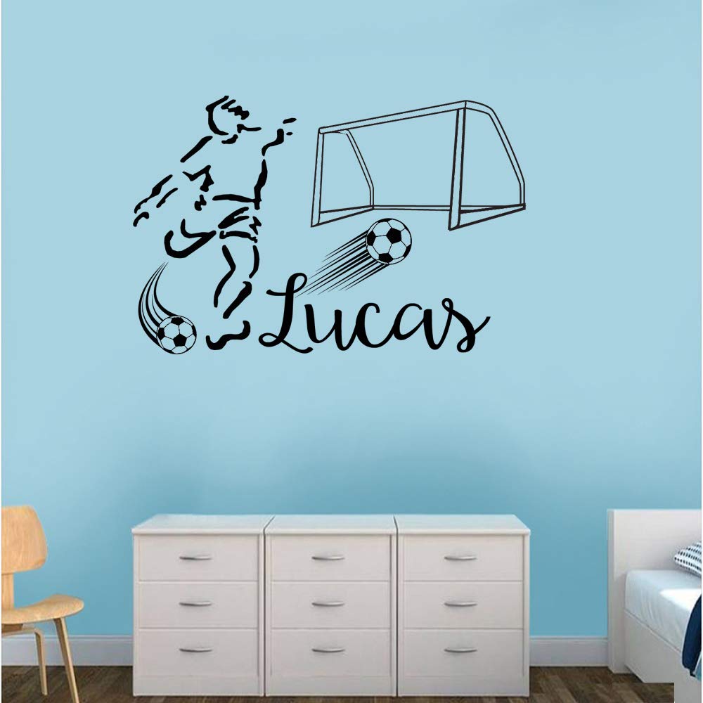 Vinilo decorativo nombre personalizado "FÚTBOL, JUGADOR, PELOTA, PORTERÍA" Vinilos decorativos.DC-18025 (Vinilo de corte, 160x120cm)