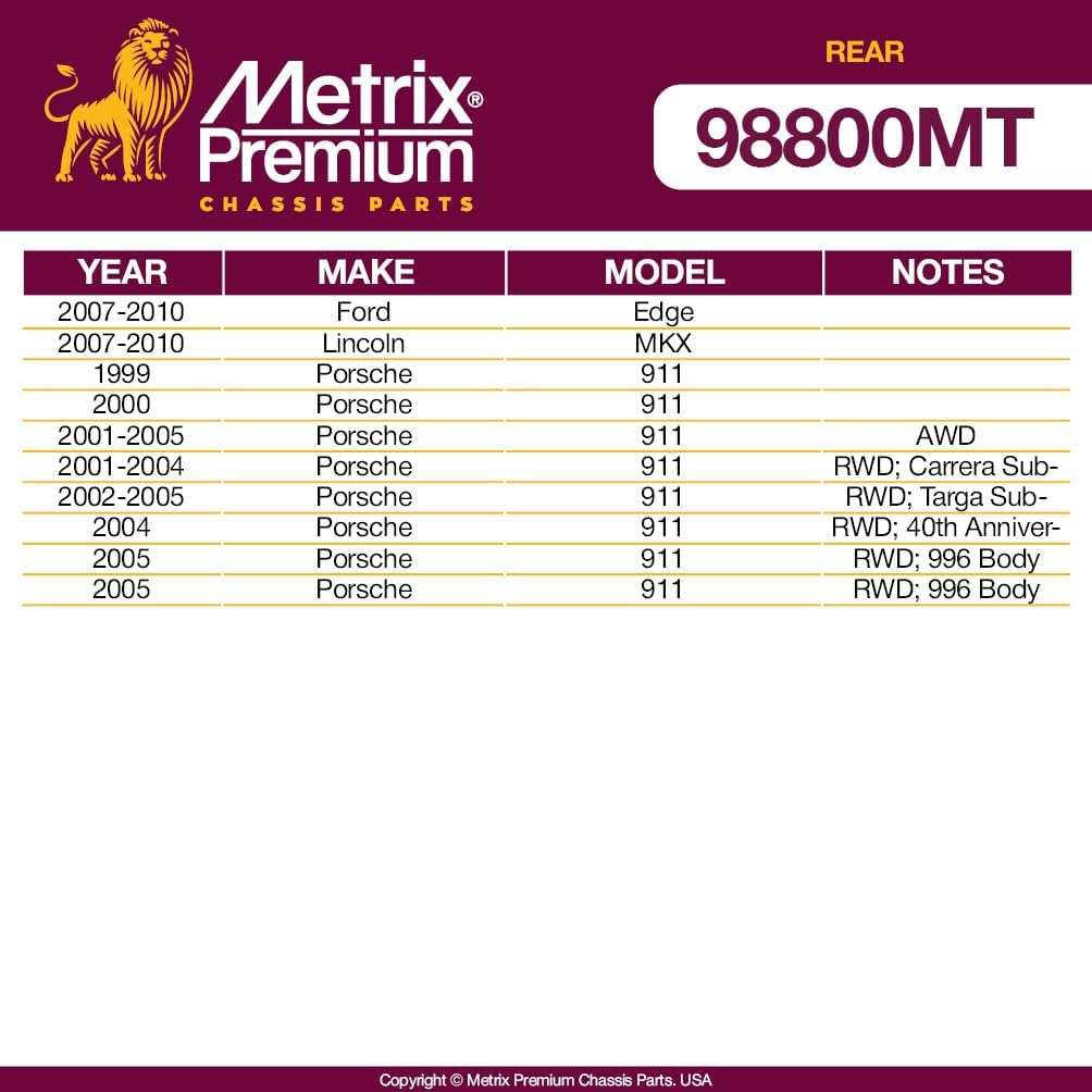 Metrix Premium Chassis Parts - 2 PC Rear Sway Bar Stabilizer End Link Kit Fits 07-10 Ford Edge, 07-10 Lincoln MKX, 99-00 Porsche 911, 01-05 911 AWD, 01-05 911 RWD, Replacement K750184, Made in Europe