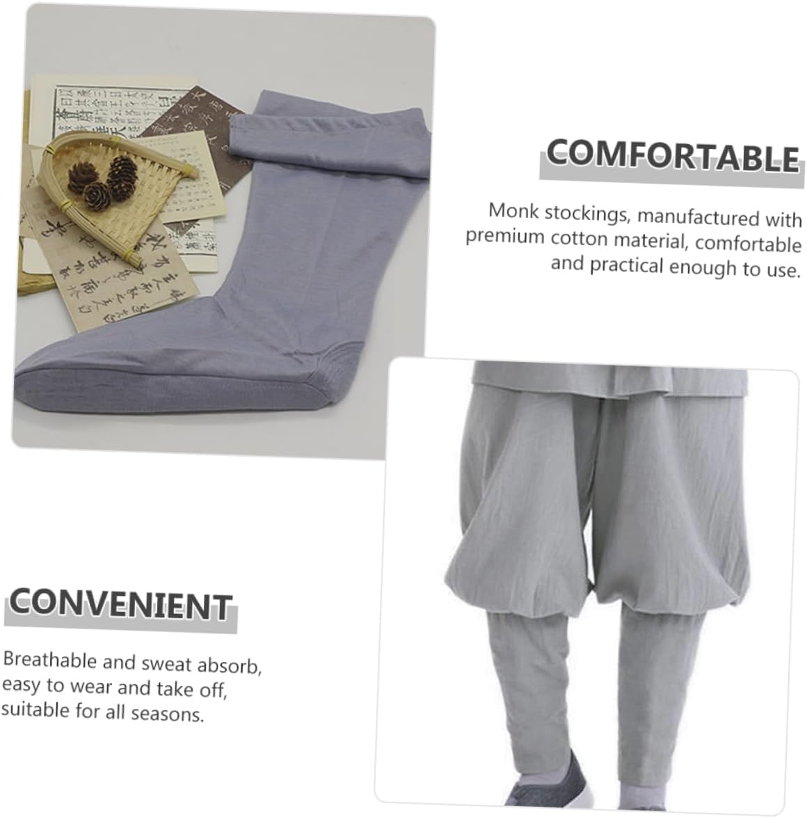 LIFKOME 4pairs Cotton Socks for Buddhist Monk Monk Outfit Accessory Soft and Breathable