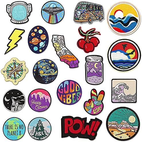 Woohome 10 Pack Sequin Wings Set Iron on Patches, 7 Pair of Wings Sequins Angel Wings and 2 PCS Crown Appliques Stickers Embroidered Bling Wings for Jackets Cloth DIY Decoration Accessory Gifts
