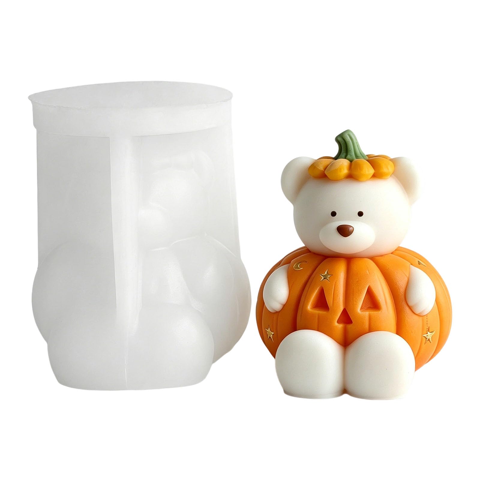 Aqvjd 3D Pumpkin Bear Silicone Molds Easy Demolding Temperature Resistant Multipurpose Silicone for Making Soap Vegetable Bear Cast