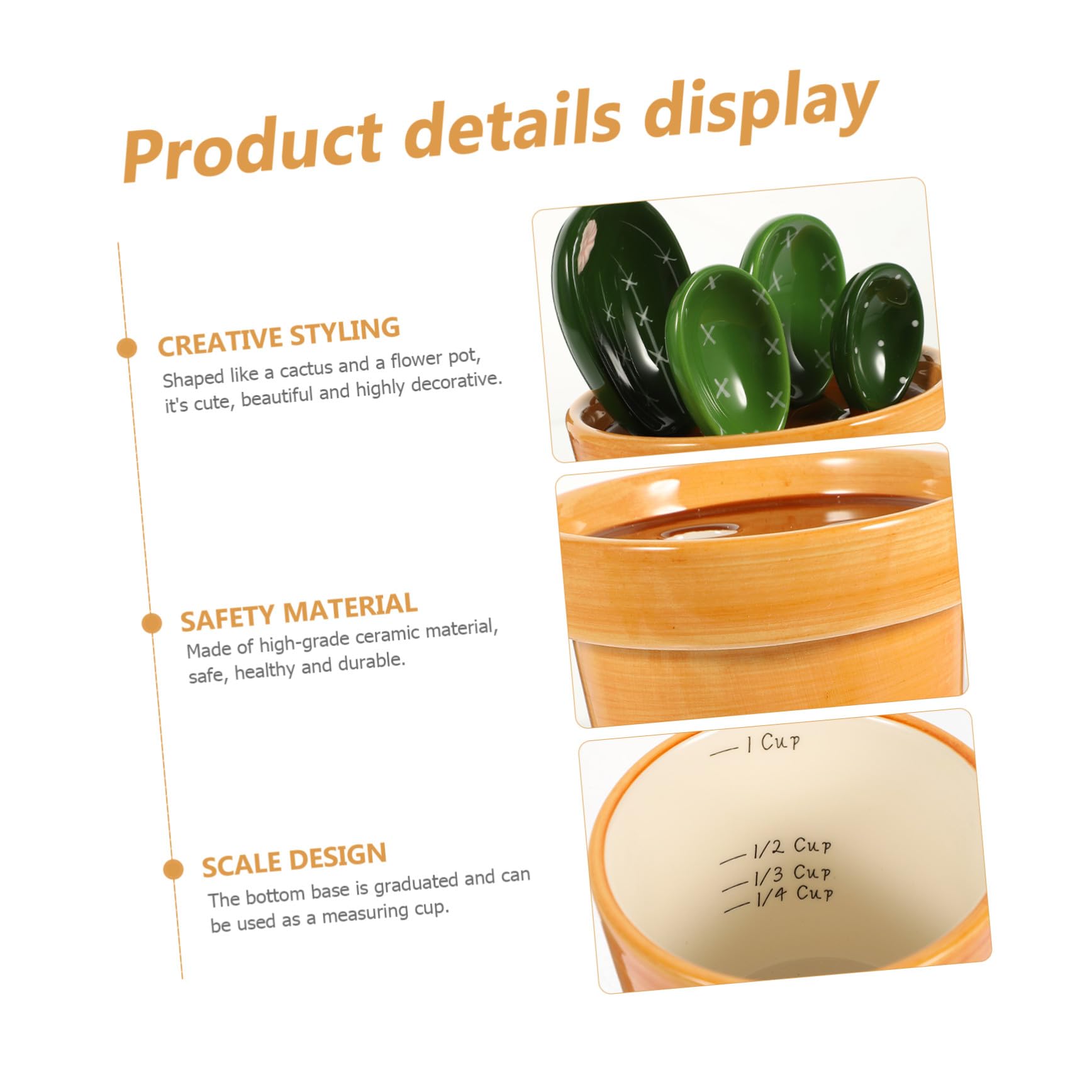 Garneck Cucharas Medidoras de con Base Graduada Forma de Cactus para Ingredientes Secos y Líquidos para Repostería y Café Diseño Ergonómico Fácil de Limpiar
