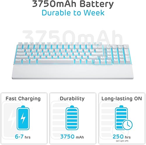 Miniatura 8 de RK ROYAL KLUDGE RK96 - Teclado mecánico intercambiable en caliente con 90 de modo triple BT5024GUSB-C con reposamanos magnético teclado inalámbrico