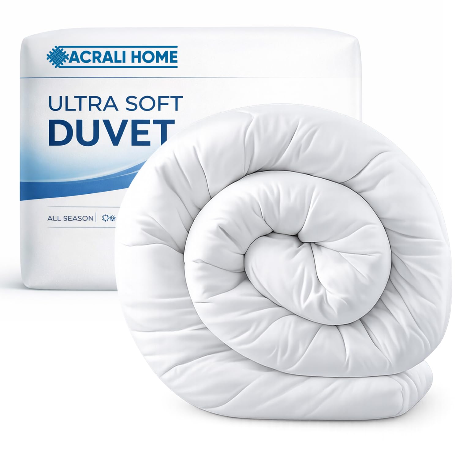 ACRALI HOME Double 10.5 Tog Duvet – All Season Comforter, Medium Warmth, Soft Down-Like Hollowfibre Filling, Breathable Bedding