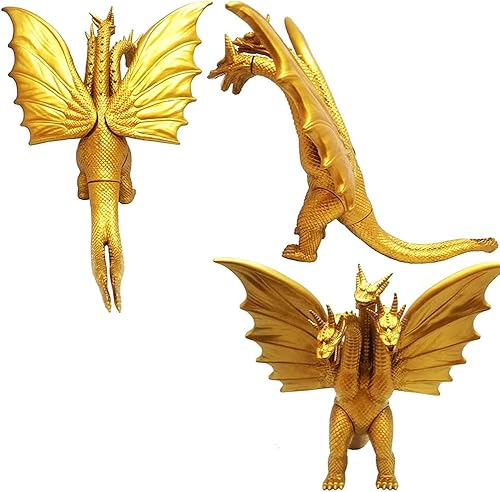 Miniatura 4 de MARRI Figura de acción de Ghidorah Gidora Rey del Monstruo Dragón de Oro de 3 Cabezas