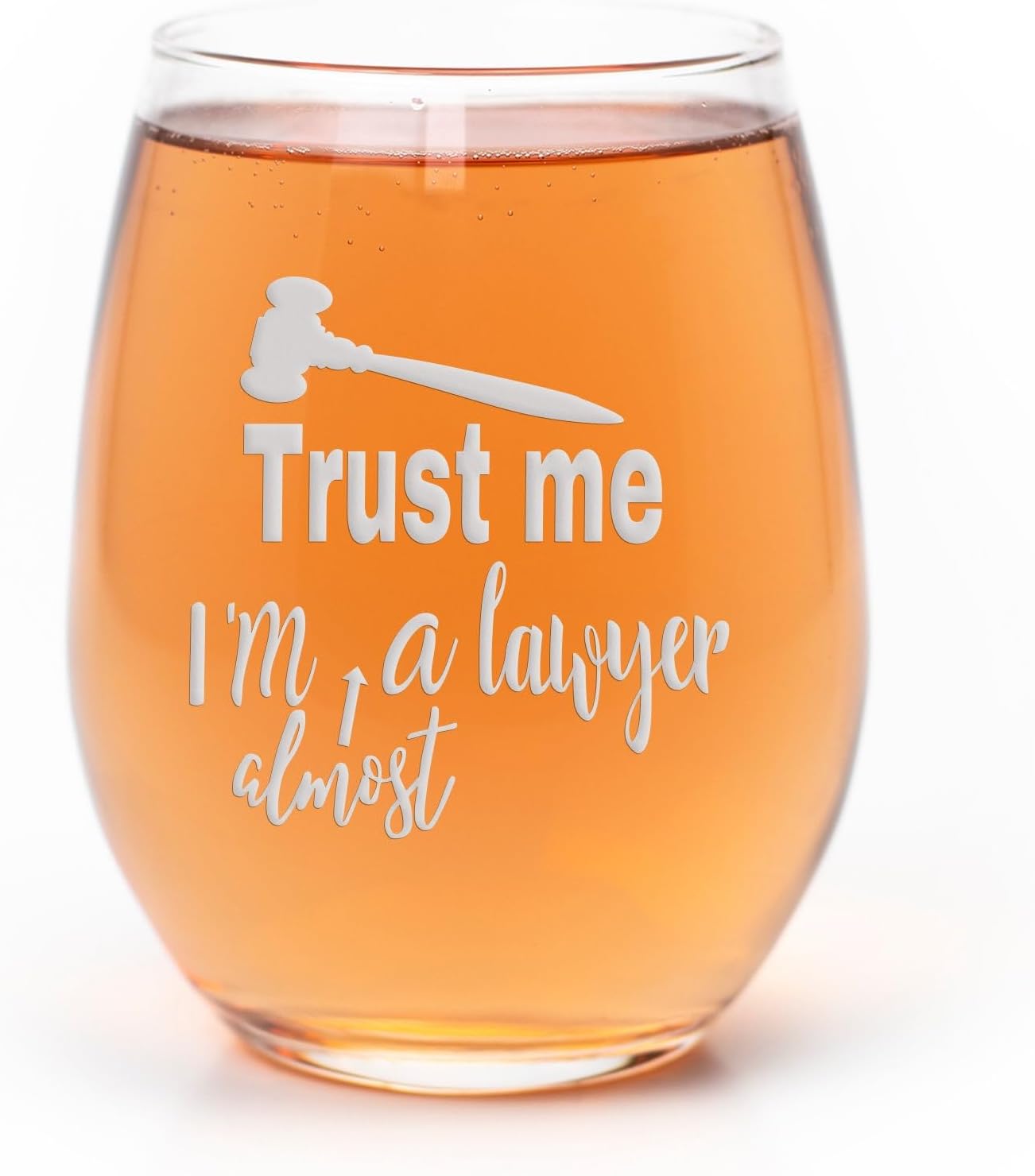 Trust Me I'm Almost A Lawyer Stemless Wine Glass â€“ Law School Graduation Gift, Graduate Gift, Law School Survival - 2 Glasses