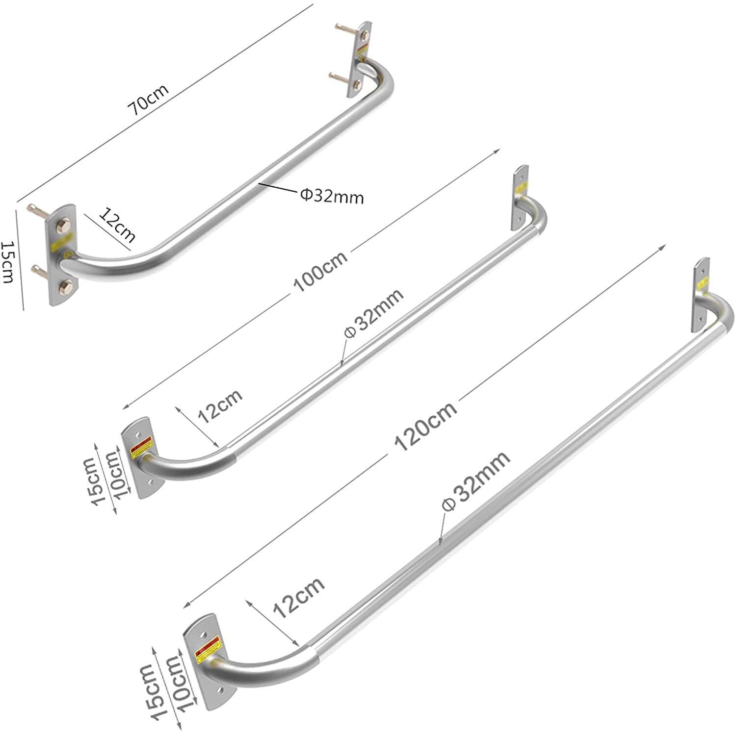 Optrekstang, optrekstang, verstelbaar van 70-100 cm, veilige grip