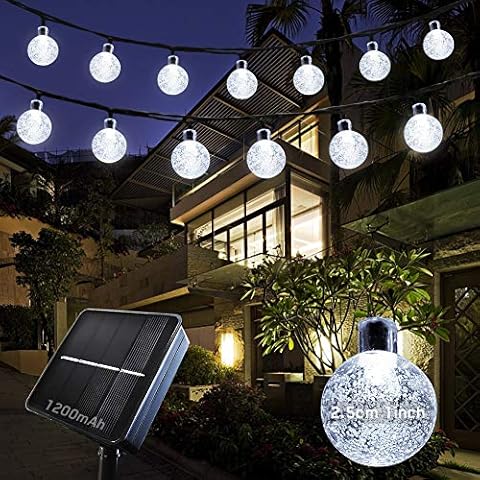 Solar Garden Lights Outdoor, 9M/30FT 50 LED Solar Powered String Lights, Waterproof Crystal Ball 8Modes BYSMAH Decorative Lights for Christmas Garden Gazebo Patio Yard Tree Indoor Outdoor(Cool White) Cover