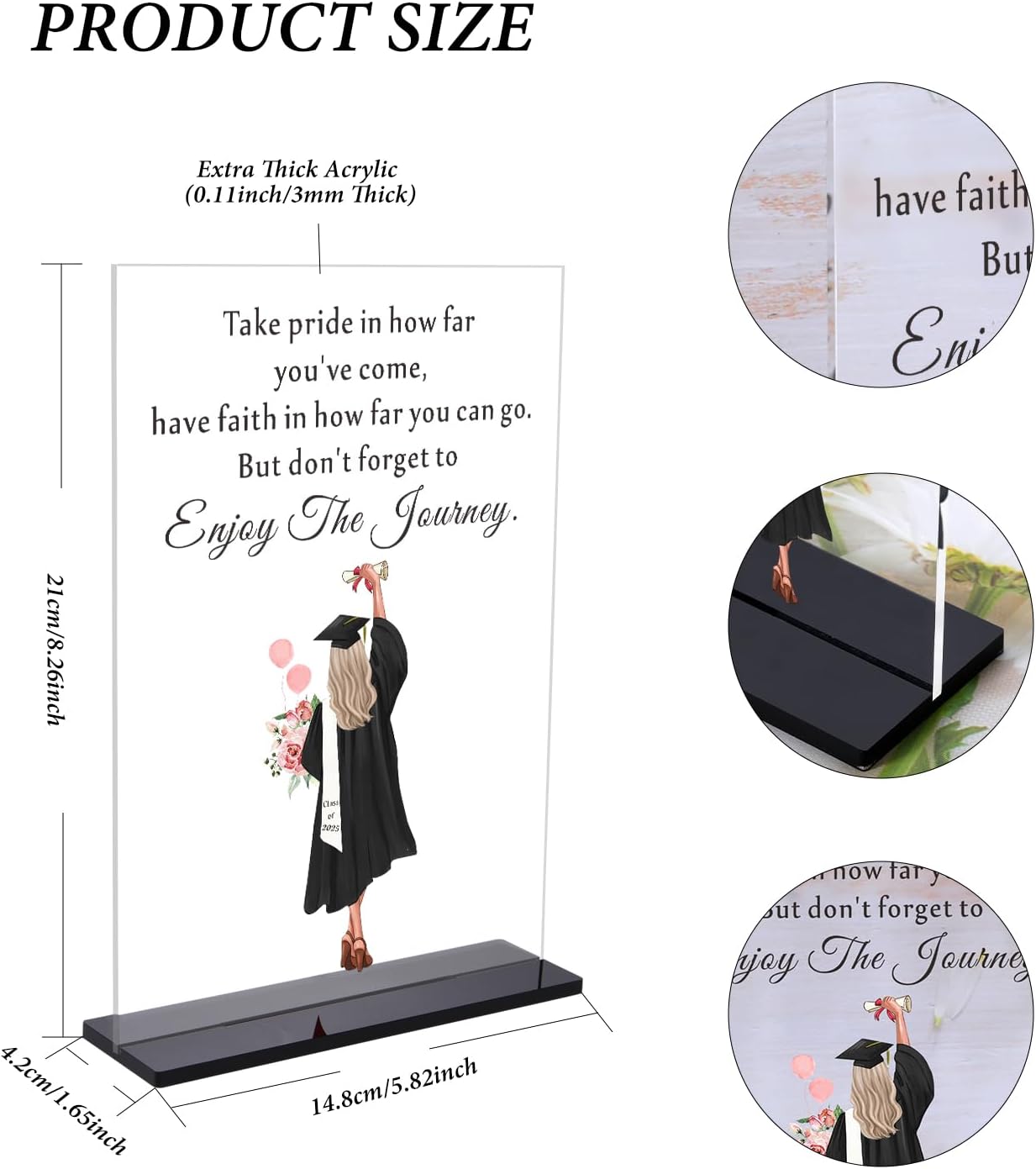 Graduation Gifts Class of 2025 Decorative Desk Sign Inspirational Gift for Her Women Girls Daughter Sister Friends High Senior Middle School College University Student Farewell Birthday Christmas Gift