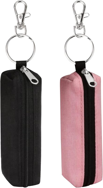 Porta-bálsamo labial Meiiy com zíper e gancho, nylon, Pacote com 2