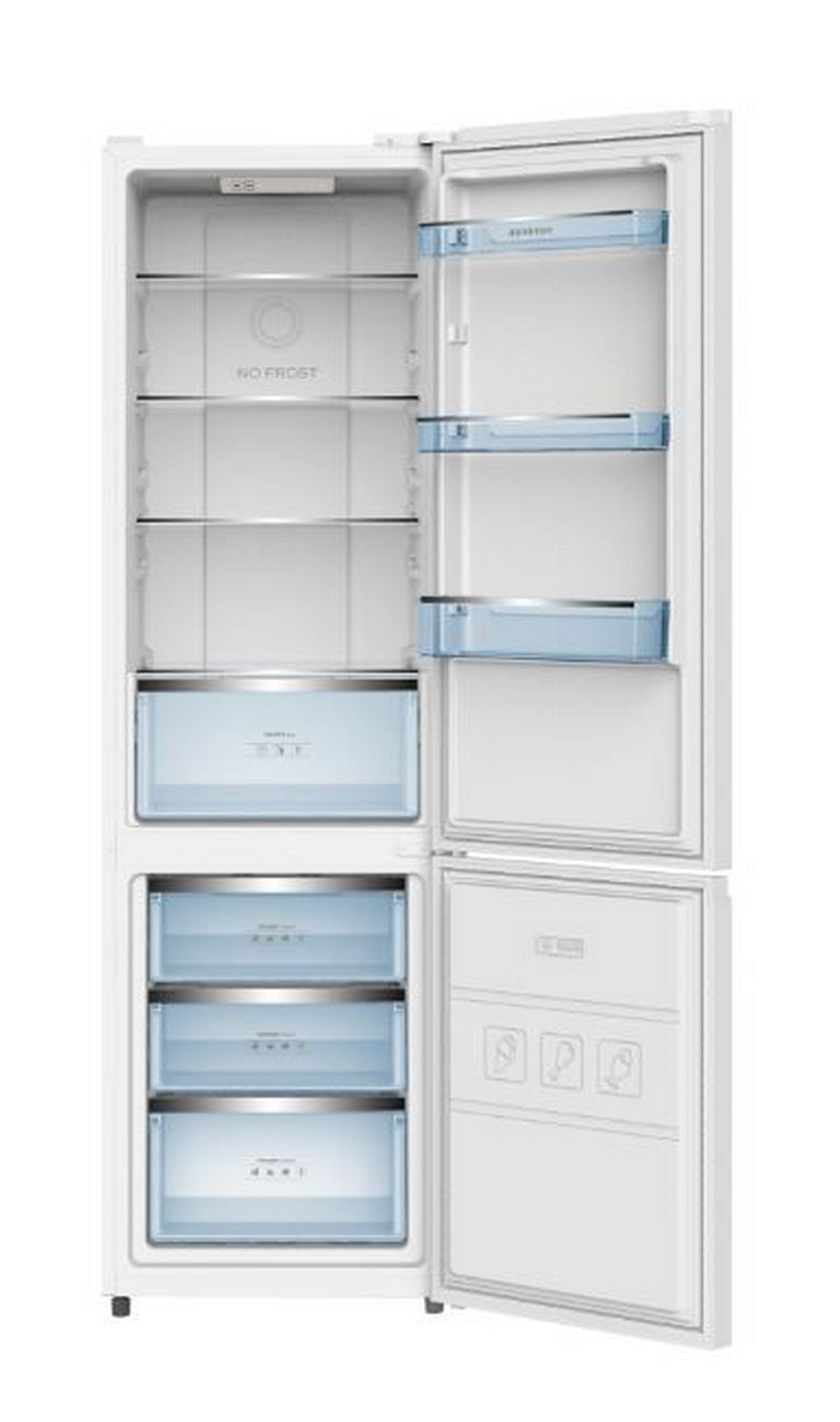 INFINITON Frigorifico Combi FGC-340C20XEN, 340 Litros, 200 cm de Altura, Tecnología No Frost Total,Fast Cooling y Fast Freezing,Iluminación LED interior, E, Inox