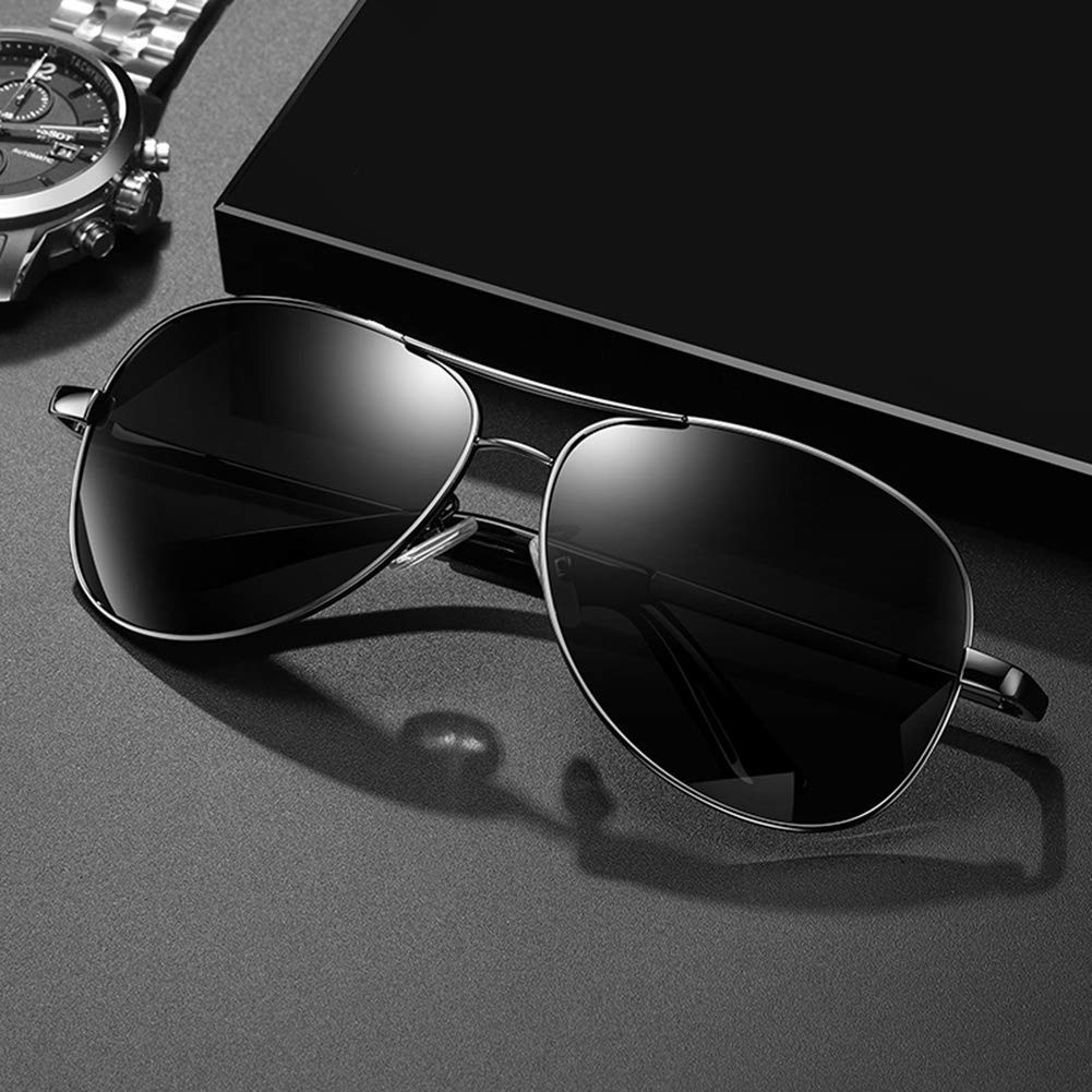 Black Jones Polarized Sunglasses | Full Rim Aviator Shape | 100% UV Protected Goggles | For Men & Women | Silver & Gun-Metal (Black) | Pack of 1 3