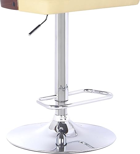 Miniatura 5 de Armen Living Taburete de bar Storm en piel sintética crema, madera de nogal y acabado cromado