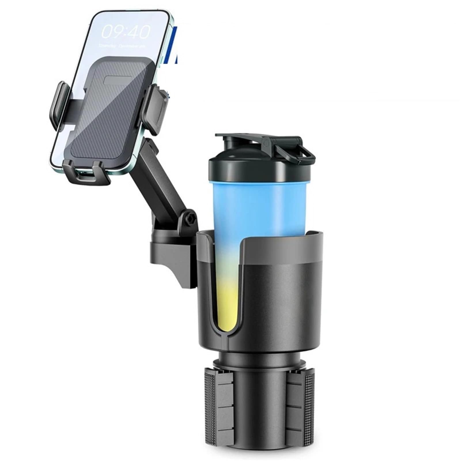 Accesorios Coche Soporte Movil Coche Supporto per Telefono portabicchieri per Auto con Base Regolabile, Rotazione a 360 Gradi Compatibile con Tutti Gli Smartphone