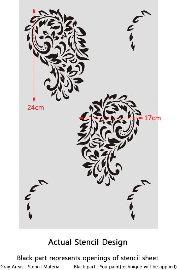 India Paisley Allover Wall Decorative Stencil for Walls Painting Room Decor