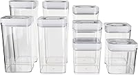 Amazon Basics 10-Piece Airtight Food Storage Containers - BPA-Free, Dishwasher Safe Stackable Square Set for Pantry Organization, Clear Plastic