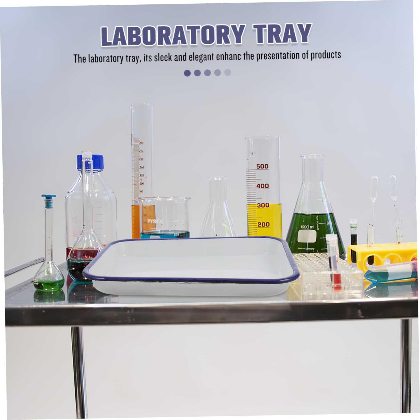 Vassoio Versatile Smaltato Bianco Rettangolare da Laboratorio