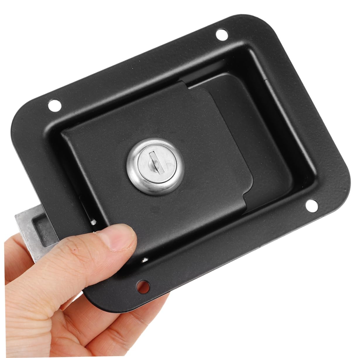 OSALADI Juego de 4 Cerraduras de Acero Inoxidable para Puerta de Autocaravana, Fácil Instalación y Seguridad Mejorada, Color Negro, Diseño Reducido para Remolques