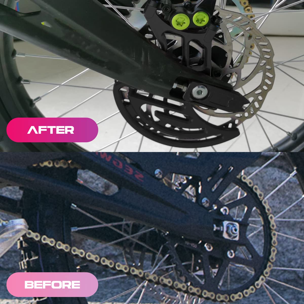 Billet Aluminium CNC 6061 Kettenradschutzabdeckung Hinterer Scheibenschutz Rotoradapter Bremssattelschutz für Sur-Ron MX und X Bike und für Segway X260 (Schwarz)