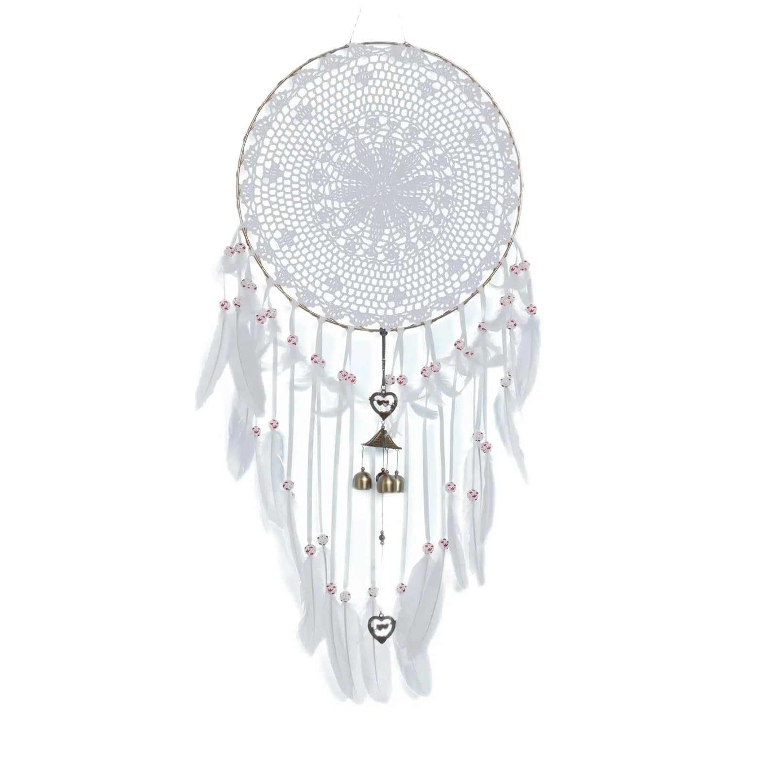 Atrapasueños de Plumas Colgantes Bronce, Campanas Viento Grandes Hechas a Mano, atrapasueños con Cuentas Madera, decoración for Las Paredes del salón Dormitorio para El Dormitorio