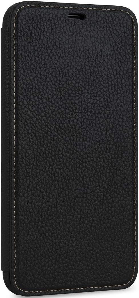 StilGut Book Type Flip Case for iPhone 11 Pro Max (6.5"), Genuine Leather iPhone 11 Pro Max Case, Black