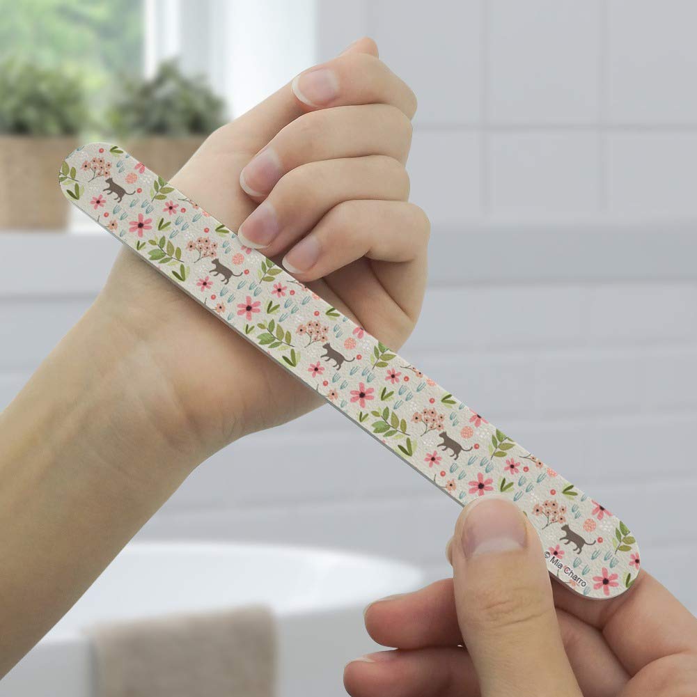 Cats and Flowers Double-Sided Nail File Emery Board Set 4 Pack