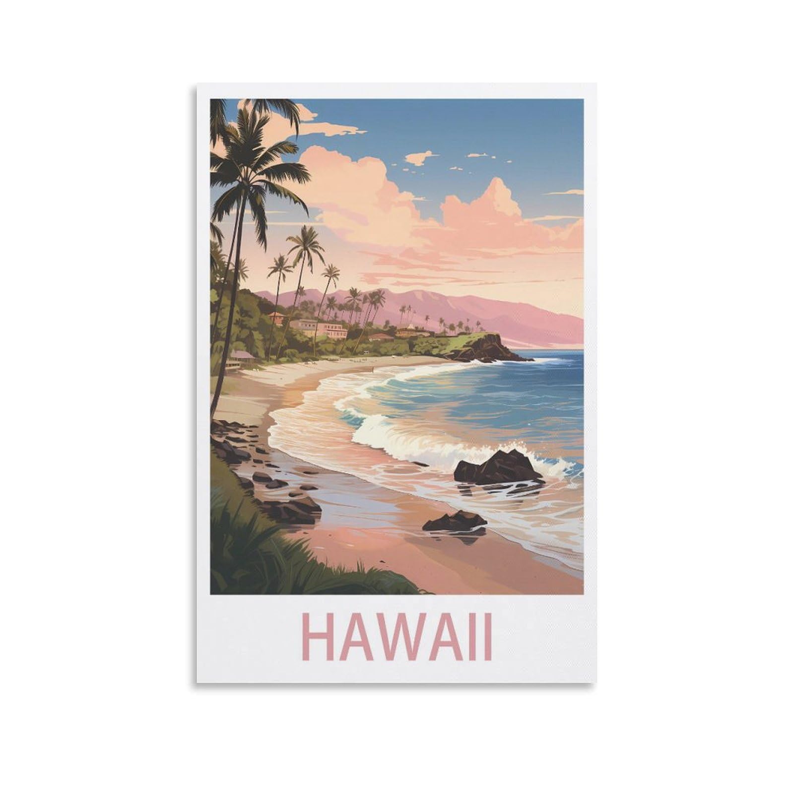 Hsayyiii Unframe-Style Hawaii Vintage Travel Posters 16X24inch(40X60cm) Canvas Art Poster And Wall Art Picture Print Bedroom Decor
