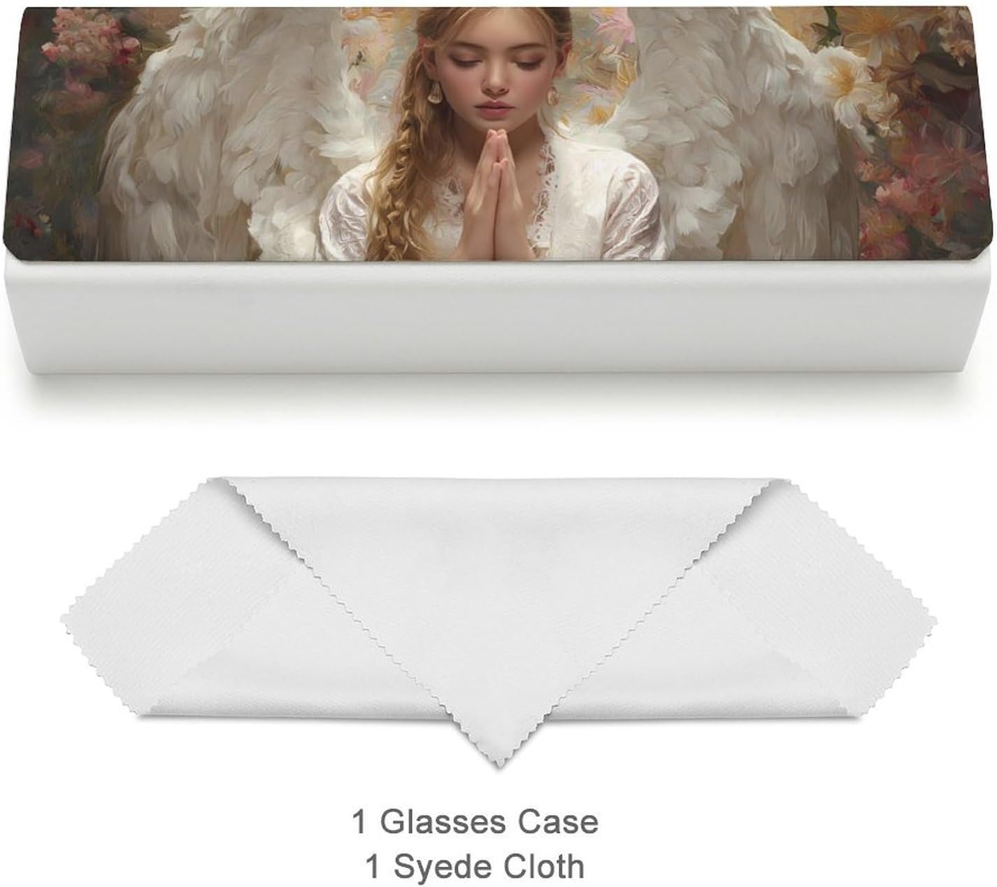 Angel1 And Floral Eyeglasses Case with Cleaning Cloth image 3
