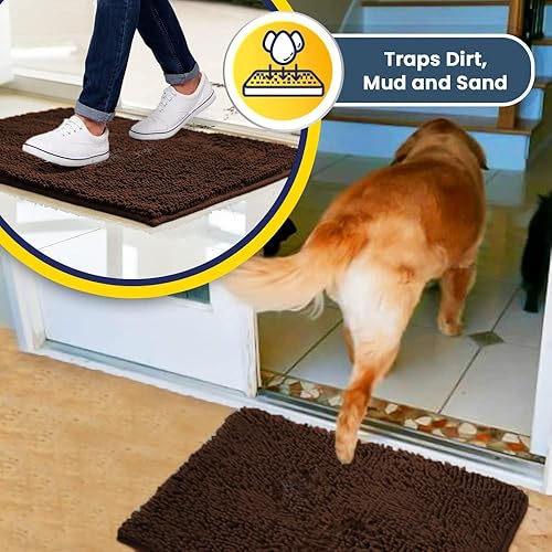Miniatura 6 de Muddy Mat Tapete de microfibra absorbente para puertas y mascotas, antideslizante, grueso, lavable, felpilla suave, para cocina, dormitorio,