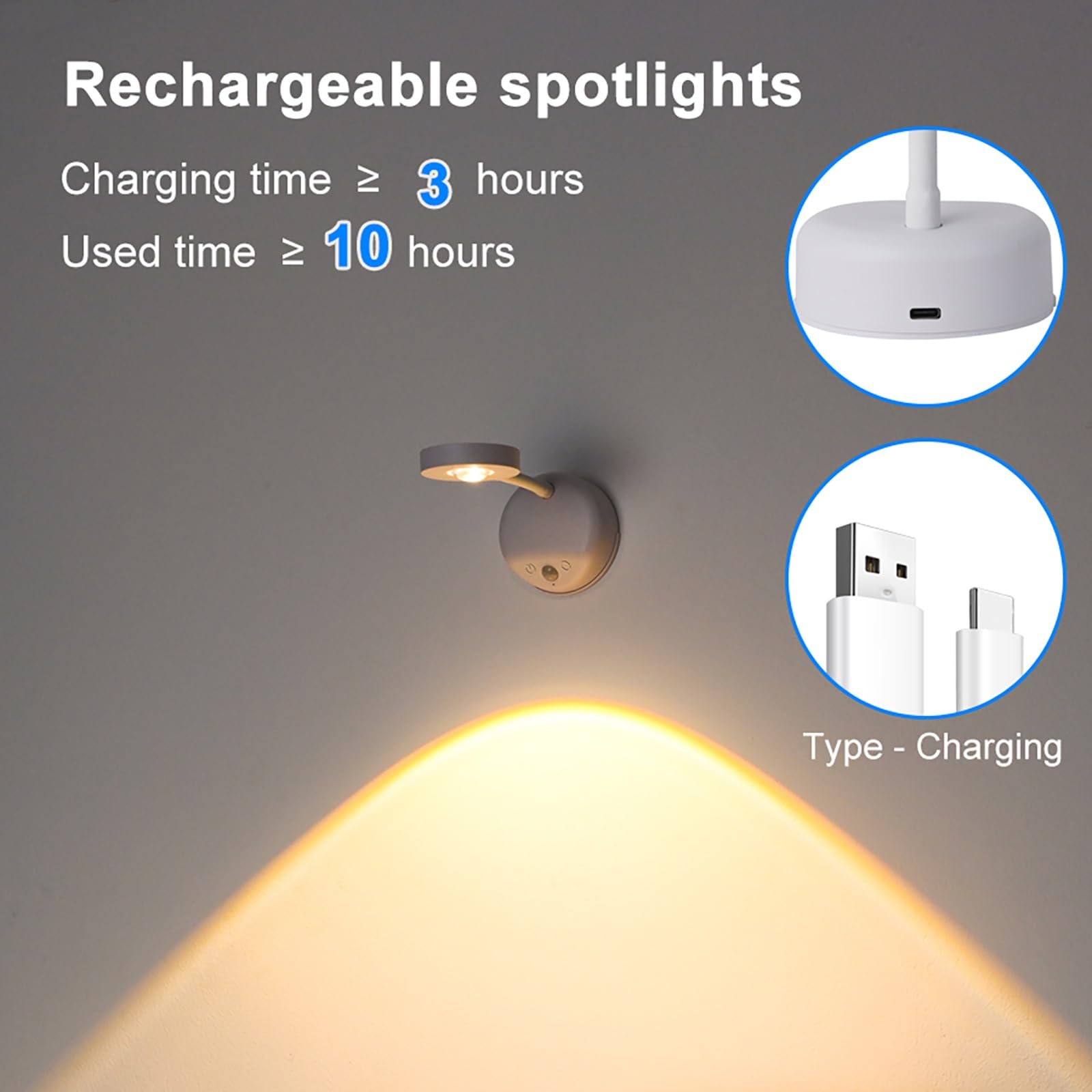 3-kolorowe oświetlenie USB na baterie, oświetlenie LED z czujnikiem ruchu, obrót o 360°, lampa LED na ścianę, galerię, ściemniane światła do szafy (czarne)