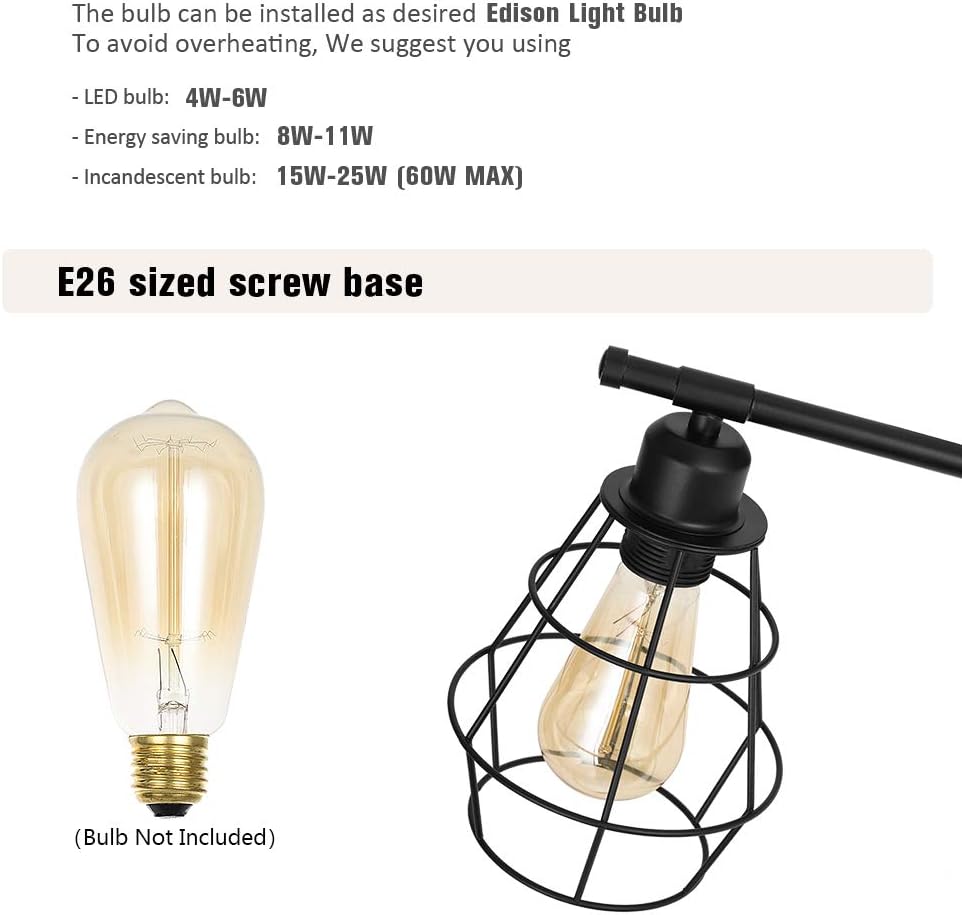 JS NOVA JUNS CADUKE Bathroom Vanity Light, Industrial Metal Cage Wall Sconce, (2-Light)